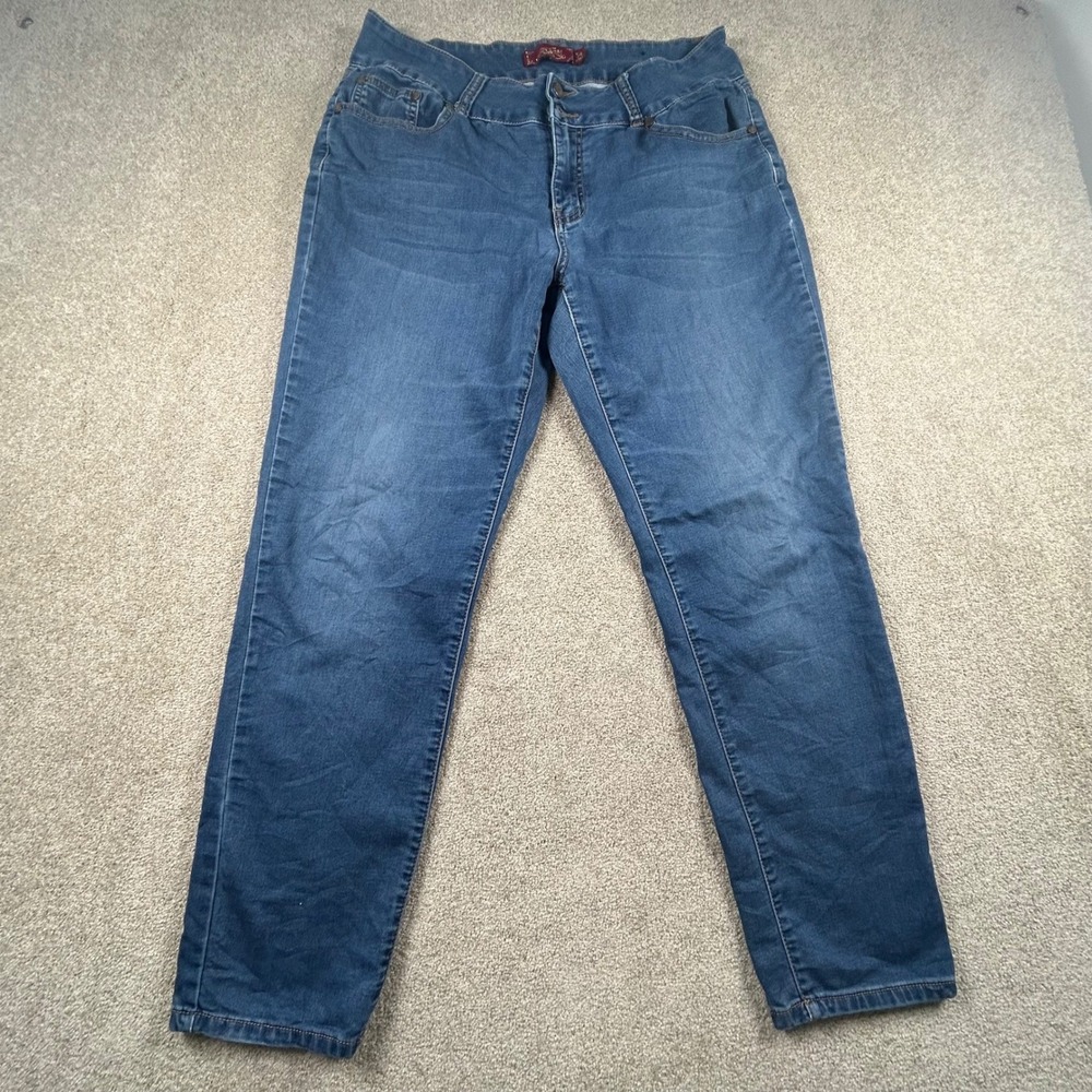 One Jeans Womens Size 14 Medium Wash Straight Leg Stretch Denim Blue Jeans